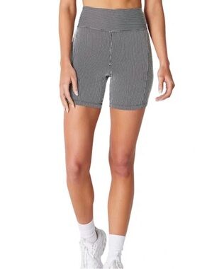 GIGI C- Women's Black and White Striped Biker Shorts